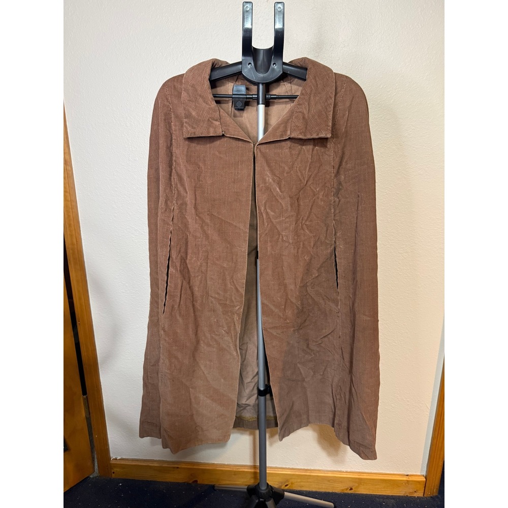 Vintage Brown Corduroy Cape Poncho Coat with Collar and Arm Slits